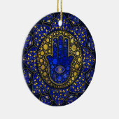 Hamsa Hand - Hand Fatima Dot Art Lapis Lazuli Keramik Ornament (Rechts)