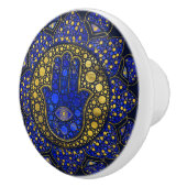 Hamsa Hand - Hand Fatima Dot Art Lapis Lazuli Keramikknauf (Rechts)