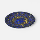 Hamsa Hand - Hand Fatima Dot Art Lapis Lazuli Pappteller (Schrägansicht)