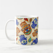 Hamsa Hand - Hand Fatima farbiges Muster Kaffeetasse (Links)