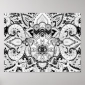 Hamsa Hand-Hand Fatima Graustufen Poster (Vorne)