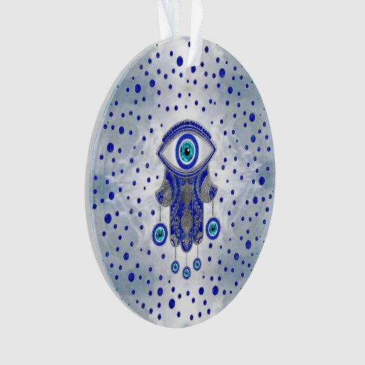 Hamsa Hand - Hand Fatima Lapis Lazuli und Silber Ornament (Vorderseite)