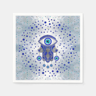 Hamsa Hand - Hand Fatima Lapis Lazuli und Silber Serviette