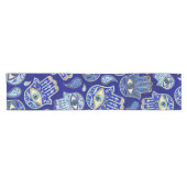 Hamsa Hand - Hand Fatima Muster Blaue Mineralien Kurzer Tischläufer (Horizontal)