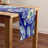 Hamsa Hand - Hand Fatima Muster Blaue Mineralien Kurzer Tischläufer (Beispiel)