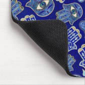 Hamsa Hand - Hand Fatima Muster Blaue Mineralien Mousepad (Ecke)