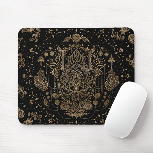 Hamsa Hand-Hand Fatima Ornament Mousepad (Mit Mouse)