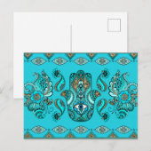 Hamsa Hand-Hand Fatima Ornament Postkarte (Vorne/Hinten)