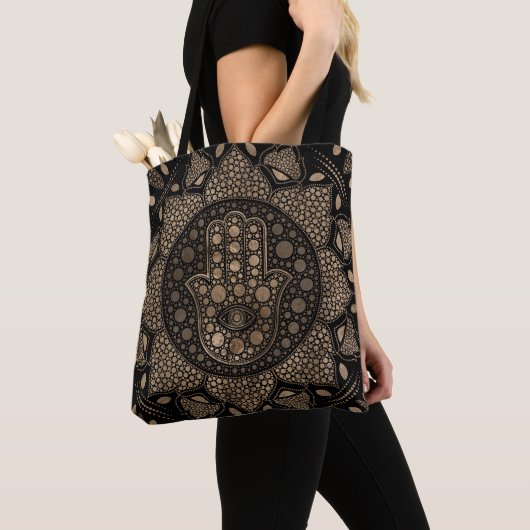 Hamsa Hand - Hand of Fatima in Lotus mandala Tasche (Von Nahem)