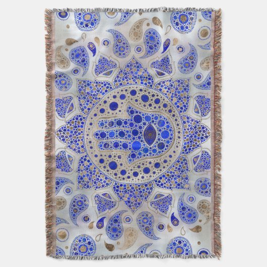 Hamsa Hand - Hand von Fatima auf Mutter von Pearl Decke (Vorderseite Vertikal)