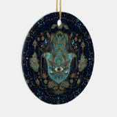 Hamsa Hand - Hand von Fatima Blue Gemstones Keramik Ornament (Rechts)
