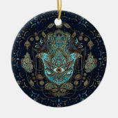 Hamsa Hand - Hand von Fatima Blue Gemstones Keramik Ornament (Vorne)
