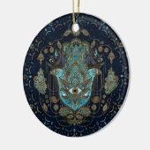 Hamsa Hand - Hand von Fatima Blue Gemstones Keramik Ornament (Links)
