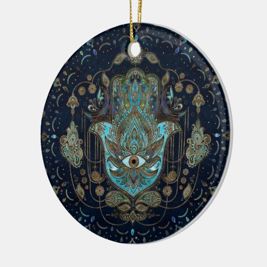 Hamsa Hand - Hand von Fatima Blue Gemstones Keramik Ornament (Links)