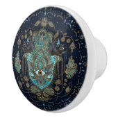 Hamsa Hand - Hand von Fatima Blue Gemstones Keramikknauf (Rechts)