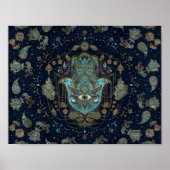 Hamsa Hand - Hand von Fatima Blue Gemstones Poster (Vorne)