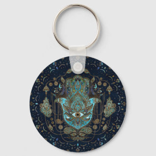 Hamsa Hand - Hand von Fatima Blue Gemstones Schlüsselanhänger
