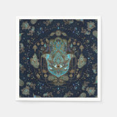 Hamsa Hand - Hand von Fatima Blue Gemstones Serviette (Vorderseite)