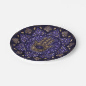 Hamsa Hand - Hand von Fatima in Lotus mandala Pappteller (Schrägansicht)