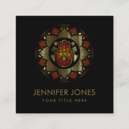 Hamsa Hand-Hand von Fatima in Lotus mandala Quadratische Visitenkarte