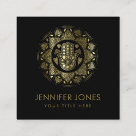 Hamsa Hand - Hand von Fatima in Lotus mandala Quadratische Visitenkarte