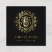 Hamsa Hand - Hand von Fatima in Lotus mandala Quadratische Visitenkarte (Vorderseite)