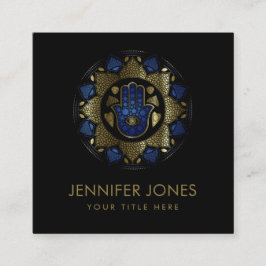 Hamsa Hand - Hand von Fatima in Lotus mandala Quadratische Visitenkarte