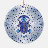 Hamsa Hand - Hand von Fatima Lapis Lazuli und Silb Keramik Ornament (Hinten)