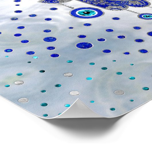 Hamsa Hand - Hand von Fatima Lapis Lazuli und Silb Poster (Ecke)