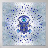 Hamsa Hand - Hand von Fatima Lapis Lazuli und Silb Poster (Vorne)