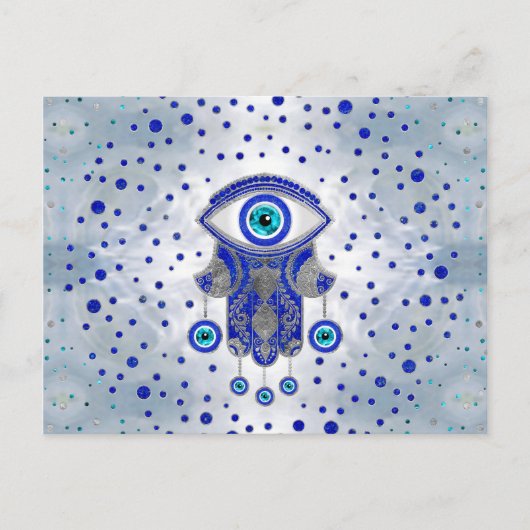 Hamsa Hand - Hand von Fatima Lapis Lazuli und Silb Postkarte (Vorderseite)