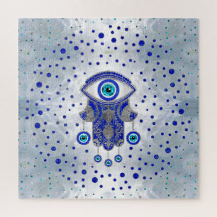 Hamsa Hand - Hand von Fatima Lapis Lazuli und Silb Puzzle
