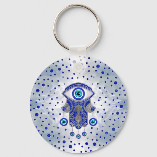 Hamsa Hand - Hand von Fatima Lapis Lazuli und Silb Schlüsselanhänger (Vorderseite)