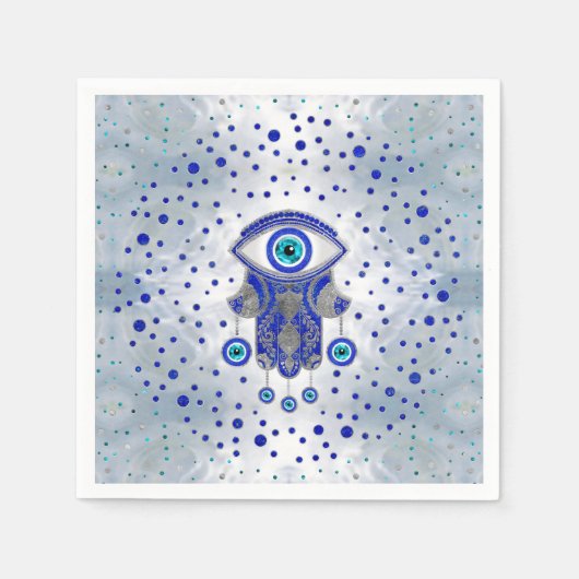 Hamsa Hand - Hand von Fatima Lapis Lazuli und Silb Serviette (Vorderseite)
