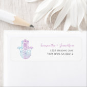 Hamsa Hand Lila- und Blue-Rücksendeadresse-Aufkleb (Insitu)