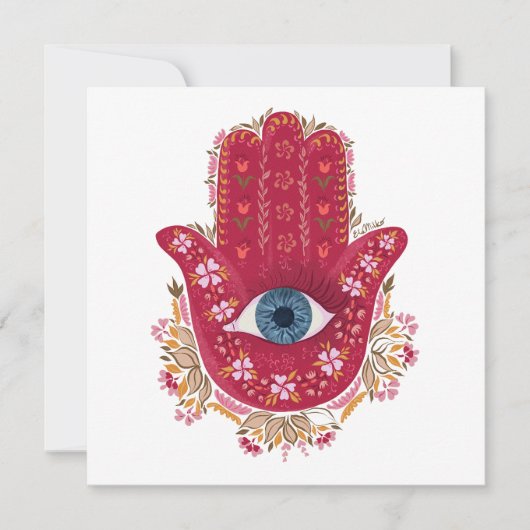 Hamsa Hand_Magenta_Cream Card (Vorderseite)