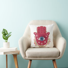Hamsa Hand_Magenta_Cream Pillow Kissen