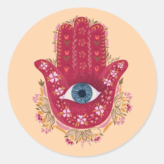 Hamsa Hand_Magenta_Cream Sticker (Vorderseite)