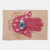 Hamsa Hand_Magenta_Creme Küchentuch (Horizontal)