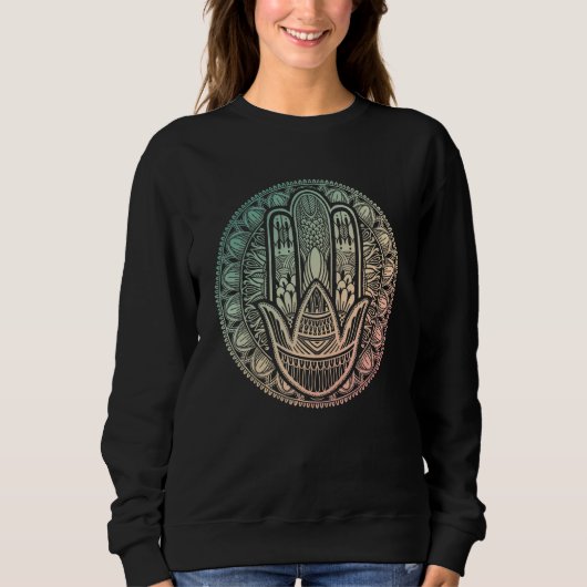Hamsa Hand Mandala Hindu Yoga Meditation Spiritual Sweatshirt (Vorderseite)