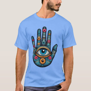 Hamsa-Hand mit Auge Kunstillustration T-Shirt