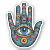 Hamsa Hand mit Augenkunstdarstellung Aufkleber (Vorderseite)