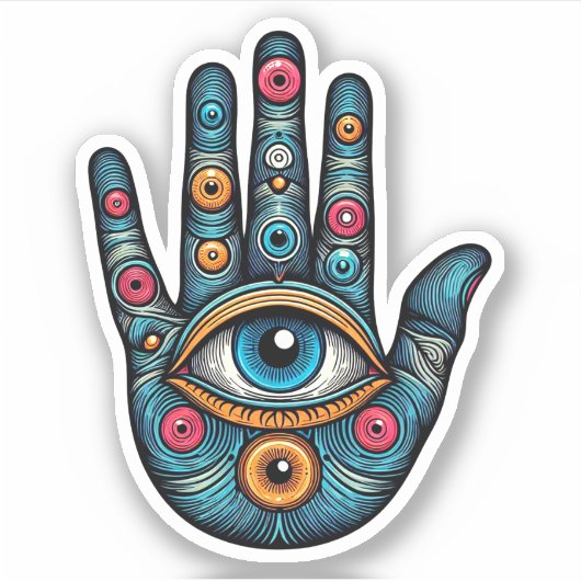 Hamsa Hand mit Augenkunstdarstellung Aufkleber (Vorderseite)