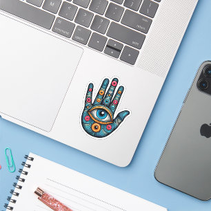 Hamsa Hand mit Augenkunstdarstellung Aufkleber