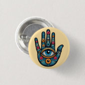 Hamsa Hand mit Augenkunstdarstellung Button (Vorne & Hinten)