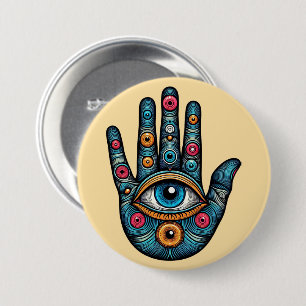 Hamsa Hand mit Augenkunstdarstellung Button