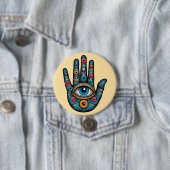 Hamsa Hand mit Augenkunstdarstellung Button (Beispiel)