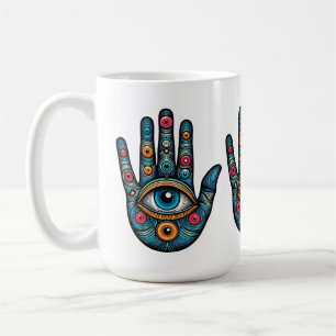 Hamsa Hand mit Augenkunstdarstellung Kaffeetasse