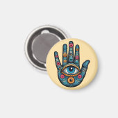Hamsa Hand mit Augenkunstdarstellung Magnet (Vorderseite/Rückseite)