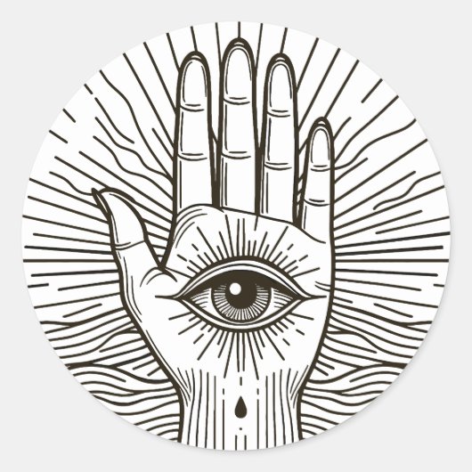 Hamsa Hand mit Augenkunstdarstellung Runder Aufkleber (Vorderseite)